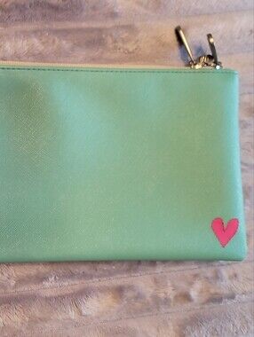 Origami Owl Mint Green Wristlet Clutch with Pink Heart Accent